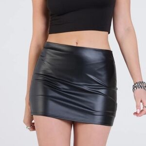 Black Faux Leather Mini Skirt